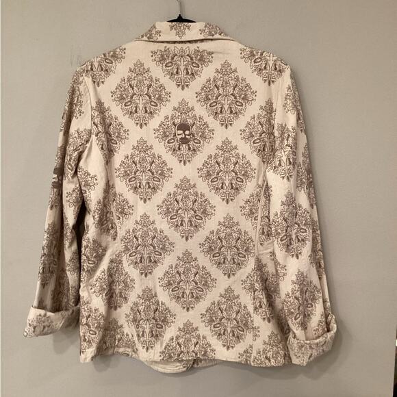 Paparazzi by DB Sport Women’s L Blazer in Light Tan Color with Skull Design NWT - Picture 3 of 7